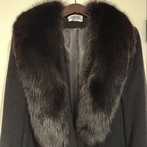JG Hook Vintage Cashmere Blend Long Coat with Fur Collar.  Excellent condition